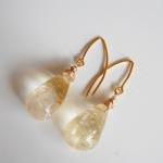Golden Rutilated Citrine Dangle Earrings