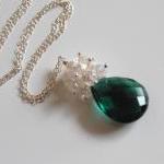 Aaa Chrome Green Quartz And Rock Crystal Necklace
