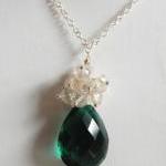 Aaa Chrome Green Quartz And Rock Crystal Necklace
