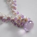 Pink Amethyst Onion Briolette,keishi Pearl And..