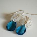 London Blue Quartz And Moonstone Dangle Earrings