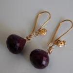 Onion Briolette Ruby Earrings