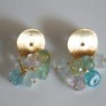 Amazonite And Texture Disc Earrings