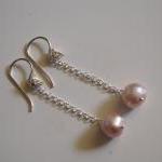 Fresh Water Cream Pearl And Sterling Silver Drop..