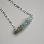 Ice Blue Aquamarine Necklace With Sterling Silver..