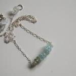 Ice Blue Aquamarine Necklace With Sterling Silver..
