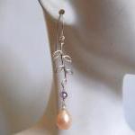 Light Pink Pearl And Amethyst Dangle Earrings