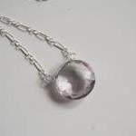 Pink Amethyst Necklace With Sterling Silver Chain