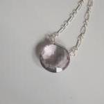Pink Amethyst Necklace With Sterling Silver Chain