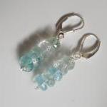 Ice Blue Aquamarine Dangle Earrings