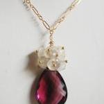 Rhodolite And Moonstone Necklace With Gold Filled..
