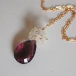 Rhodolite And Moonstone Necklace With Gold Filled..
