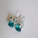 Paraiba Blue Quartz Earrings With Keishi Pearls..