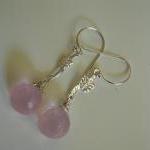 Pink Quartz Onin Briolette Dangle Earrings