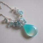 Light Blue Shaded Smooth Teardrop Chalcedony And..