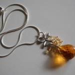 Golden Crystal Quartz And Citrine Cluster Necklace