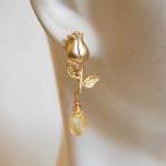 Beautiful Citrine Briolette With Tulip Ear Wires