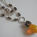 Yellow Crystal Quartz And Smoky Quartz Necklace