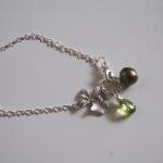 Sterling Silver Bracelet With Peridot, Pearl And..