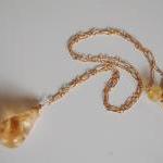 Golden Rutilated Citrine Pendant Necklace On Gold..