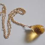 Golden Quartz Necklace And Gold Filled Chain