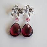 Aaa Rhodolite,pink Topaz And Rhodium Plated..