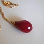 Ruby Necklace With Gold Filled Chain