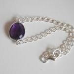 Dark Purple Amethyst Bezel Setting Bracelet With..