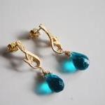 Swiss Blue Quartz Dangle Earrings