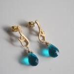 Swiss Blue Quartz Dangle Earrings