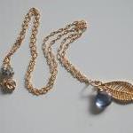 Blue Mystic Quartz And Leaf Charm Necklace