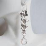 Crystal Quartz And Long Drop Flower Earrings
