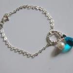 London Blue Quartz , Pearl And Charm Bracelet