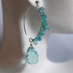 Swiss Blue Crystal Quartz Briolette And Chalcedony..