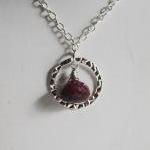 Ruby Necklace With Sterling Silver Chain