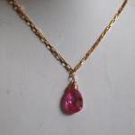 Gorgeous Aaa Pink Quartz And Gold Filled Necklace
