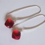Rhodolite Red Quartz Long Drop Earrings