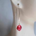 Rhodolite Red Quartz Long Drop Earrings