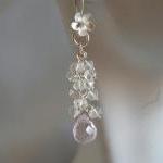 Rose Quartz And Rock Crystal Cluster Earrings