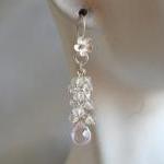 Rose Quartz And Rock Crystal Cluster Earrings