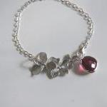 Bezel Setting Fuchsia On Sterling Silver Chain And..