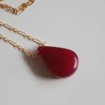 Smooth Ruby Necklace With Gold Filled Chain