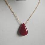 Smooth Ruby Necklace With Gold Filled Chain
