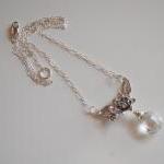 Crystal Quartz And Flower Pendant Necklace