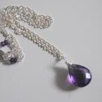 Amethyst Pendant Necklace With Sterling Silver..