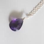 Amethyst Pendant Necklace With Sterling Silver..