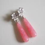 Candy Jade Milky Pink Smooth Long Drop Earrings