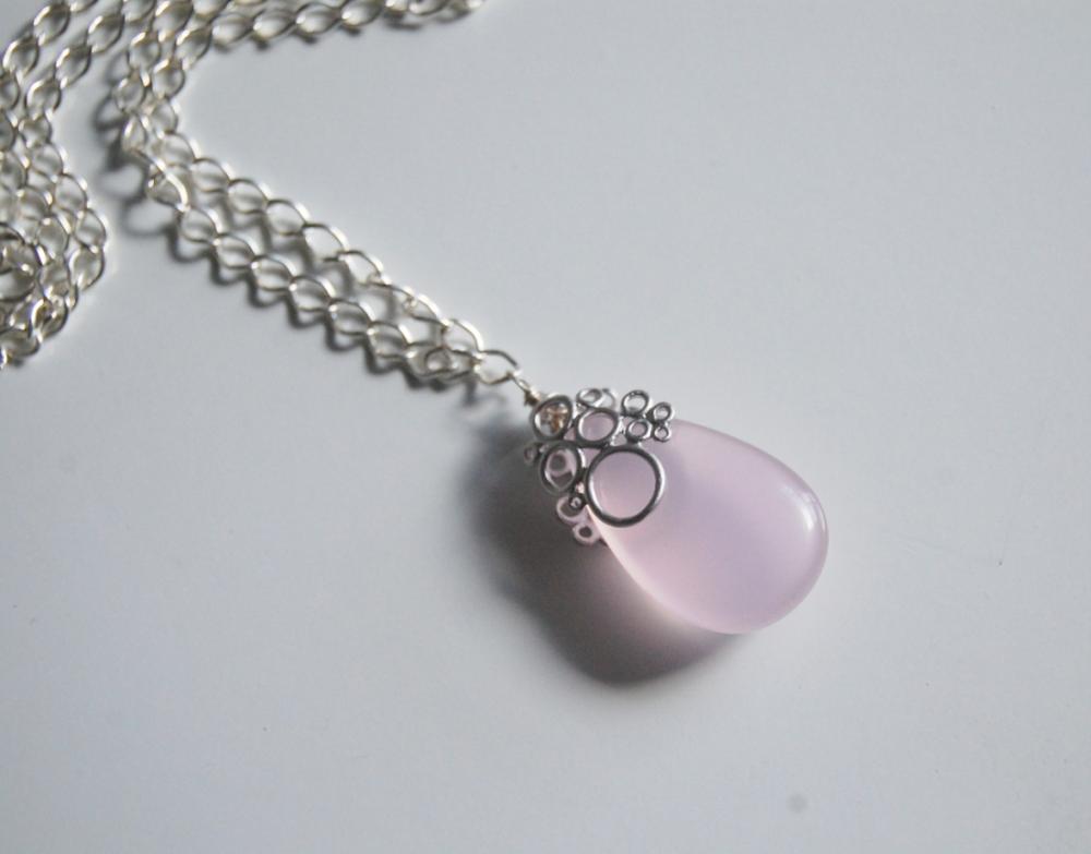 Light Pink Chalcedony Drop Necklace main image 0