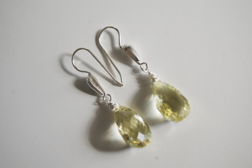 Gorgeous Lemon Quartz Dangle Earrings With Sterling Silver