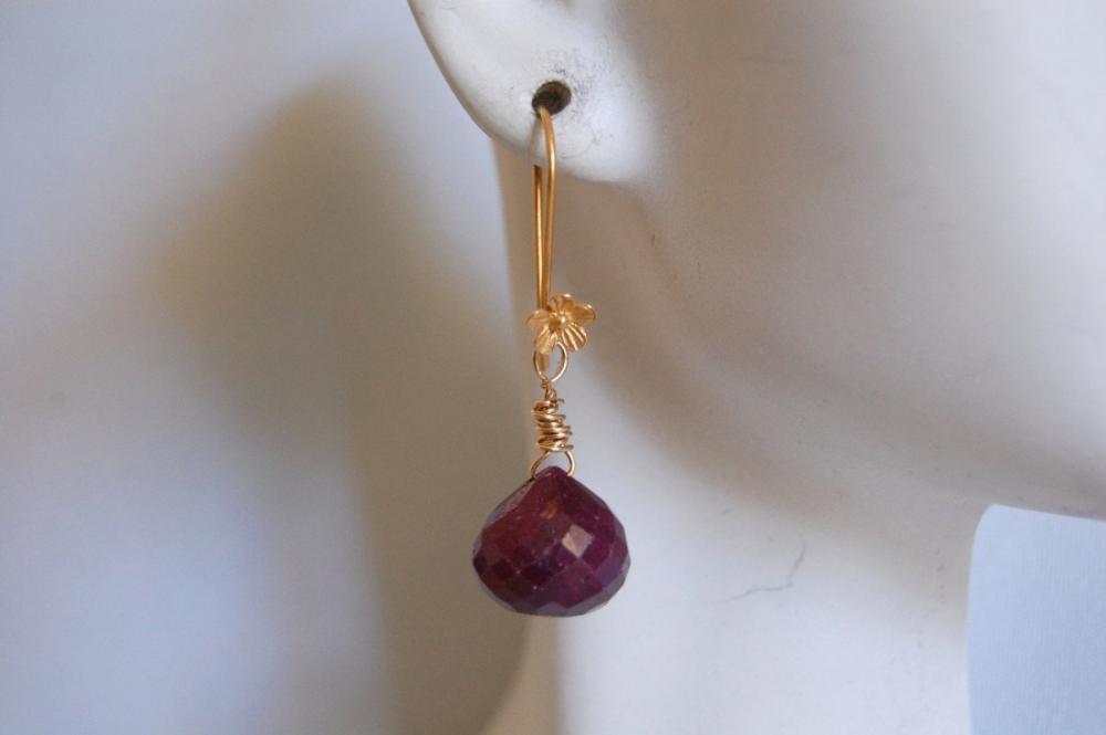 Onion Briolette Ruby Earrings